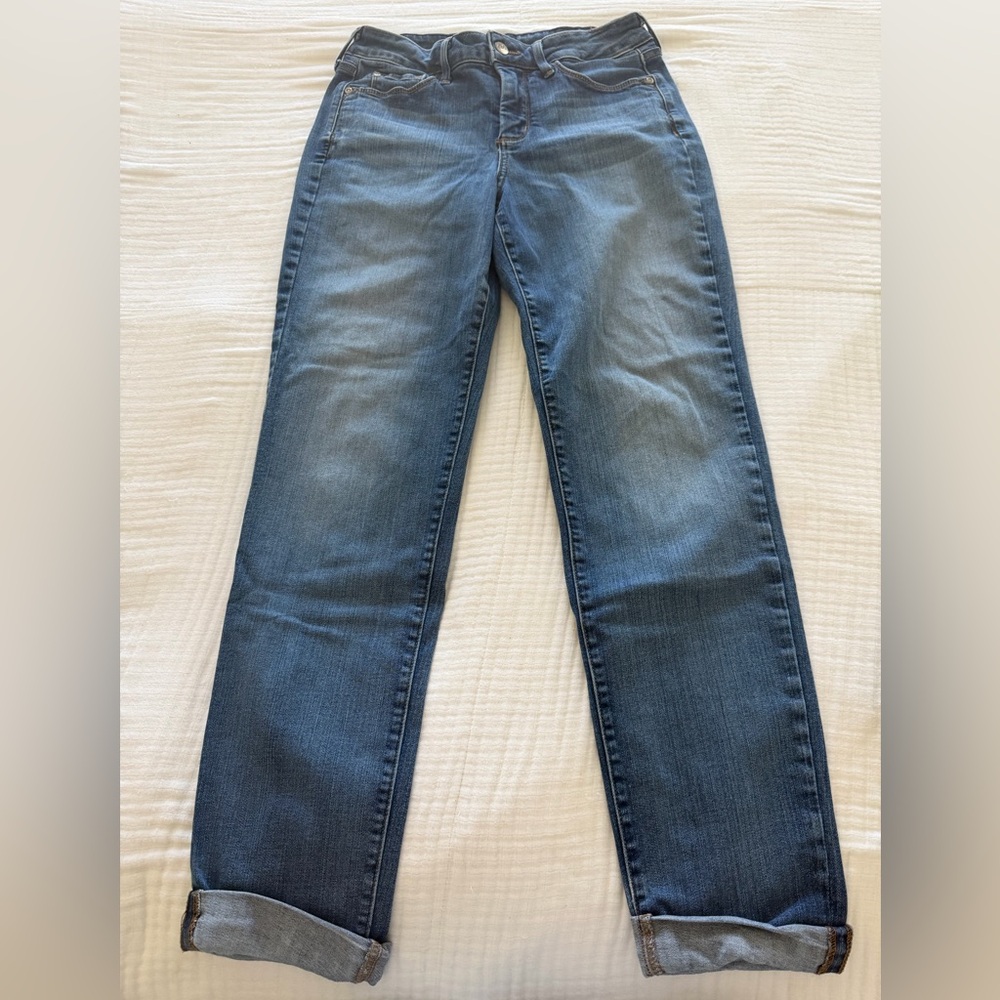 NYDJ Boyfriend Jeans Size 4 Lift Tuck Technology Medium Wash Cuffed Hem